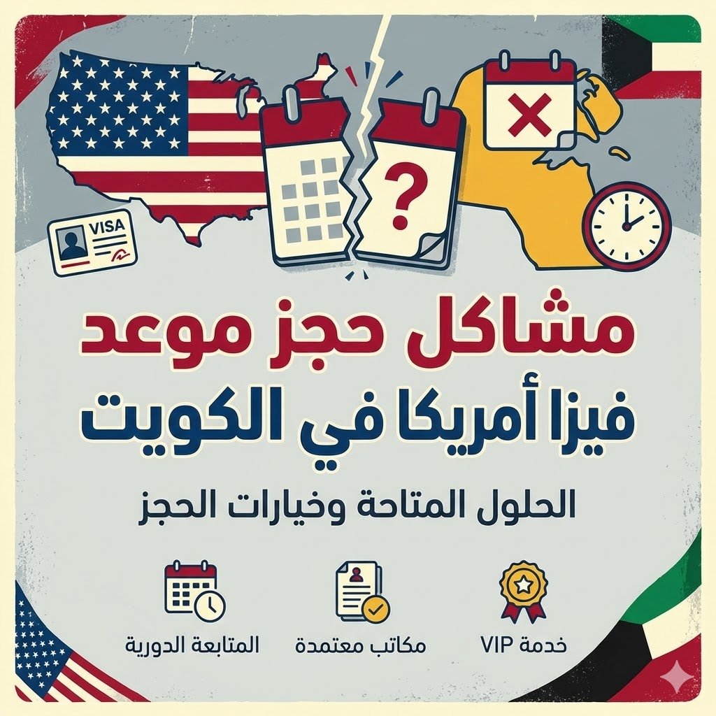صعوبات حجز موعد فيزا أمريكا مشاكل حجز موعد فيزا أمريكا في الكويت